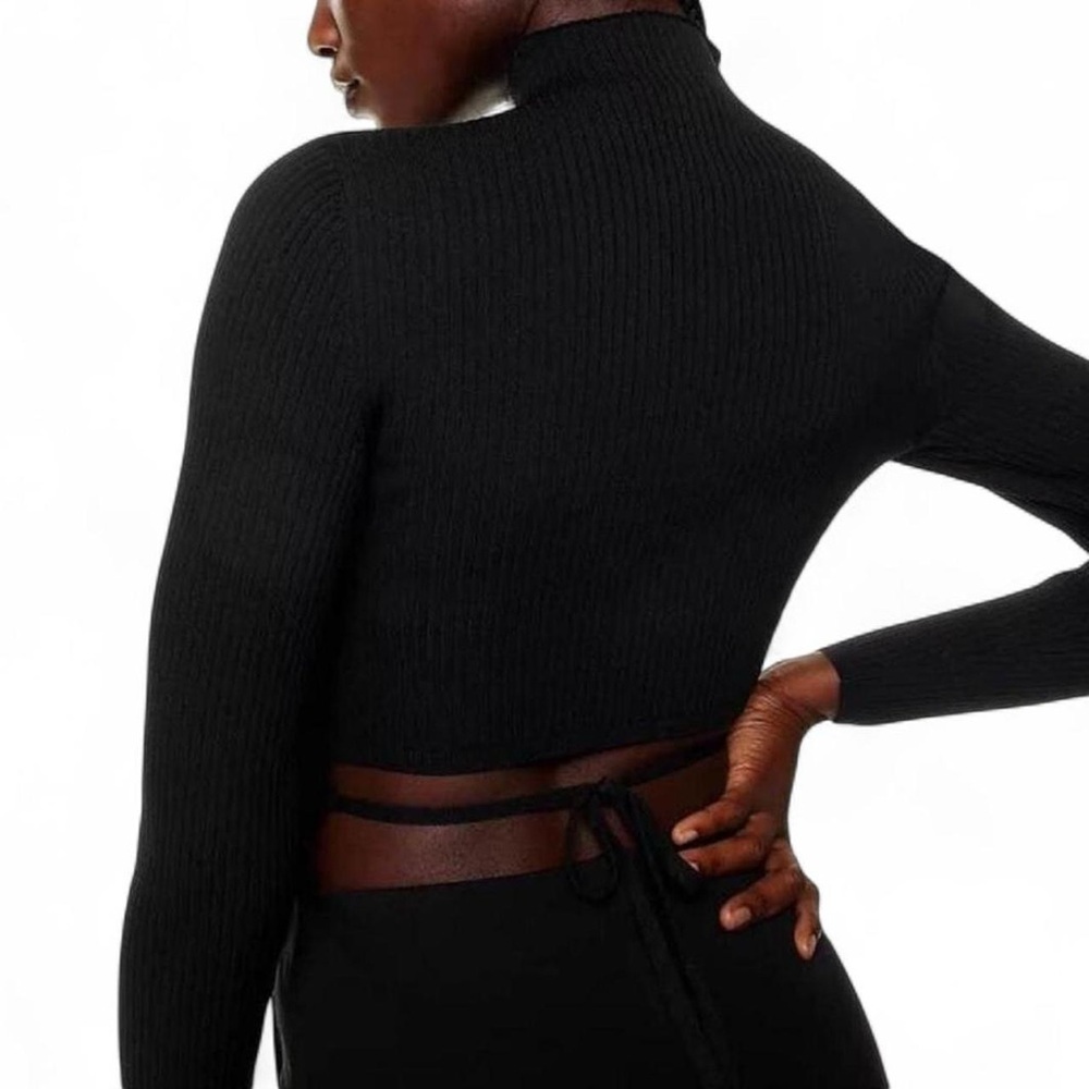Aritzia Babaton ambrosia sculpt knit mock neck tie back long sleeve